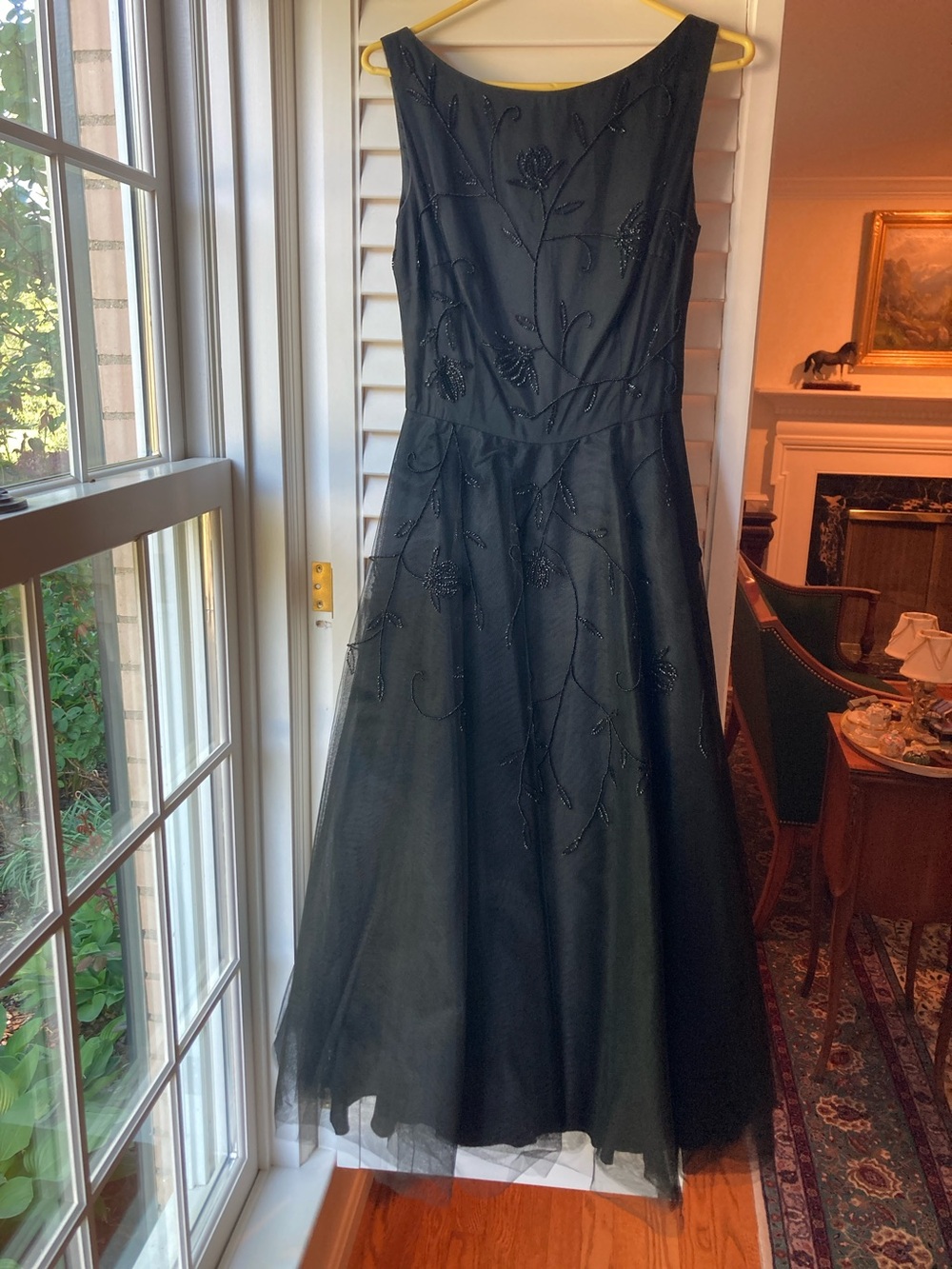 Elegant Black Beaded Evening Dress